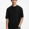 Waffle-structured T-shirt in cotton