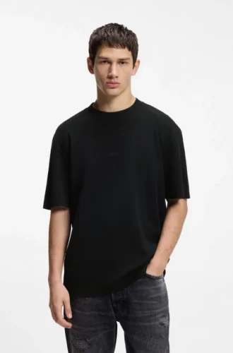 Waffle-structured T-shirt in cotton