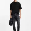 Waffle-structured T-shirt in cotton