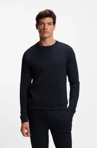 Waffle-texture sweatshirt in a cotton blend