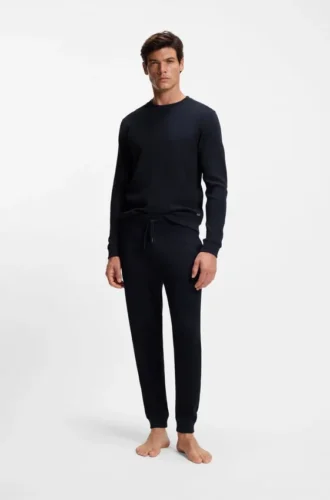 Waffle-texture sweatshirt in a cotton blend