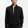 Waffle-texture zip sweatshirt in a cotton blend