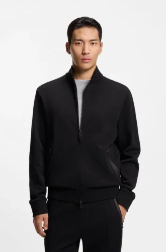 Waffle-texture zip sweatshirt in a cotton blend