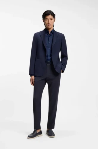 Washable slim-fit trousers in a wool blend