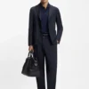 Washable tapered-fit trousers in a wool blend