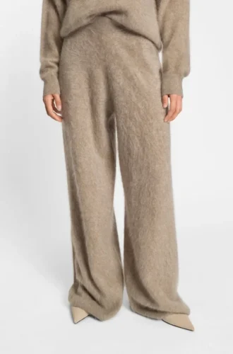 Washed-cashmere trousers with wide leg