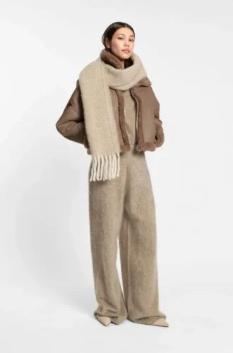 Washed-cashmere trousers with wide leg