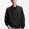 Water-repellent bomber jacket in coated satin