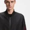 Water-repellent bomber jacket in coated satin