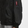 Water-repellent bomber jacket in coated satin
