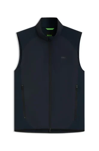 Water-repellent golf vest with decorative reflective details