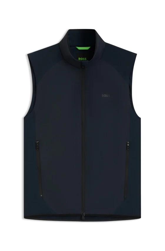 Water-repellent golf vest with decorative reflective details Water-repellent golf vest with decorative reflective details