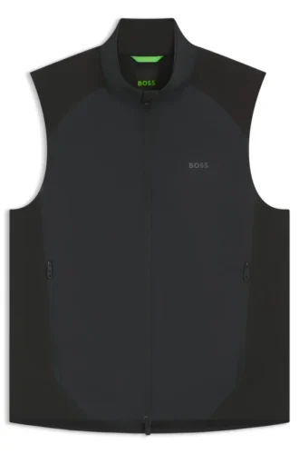 Water-repellent golf vest with decorative reflective details
