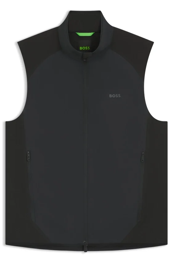 Water-repellent golf vest with decorative reflective details Water-repellent golf vest with decorative reflective details