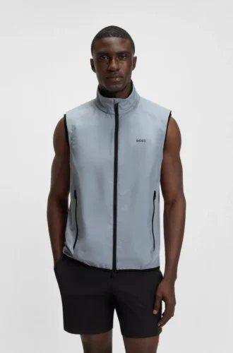 Water-repellent golf vest with decorative reflective details