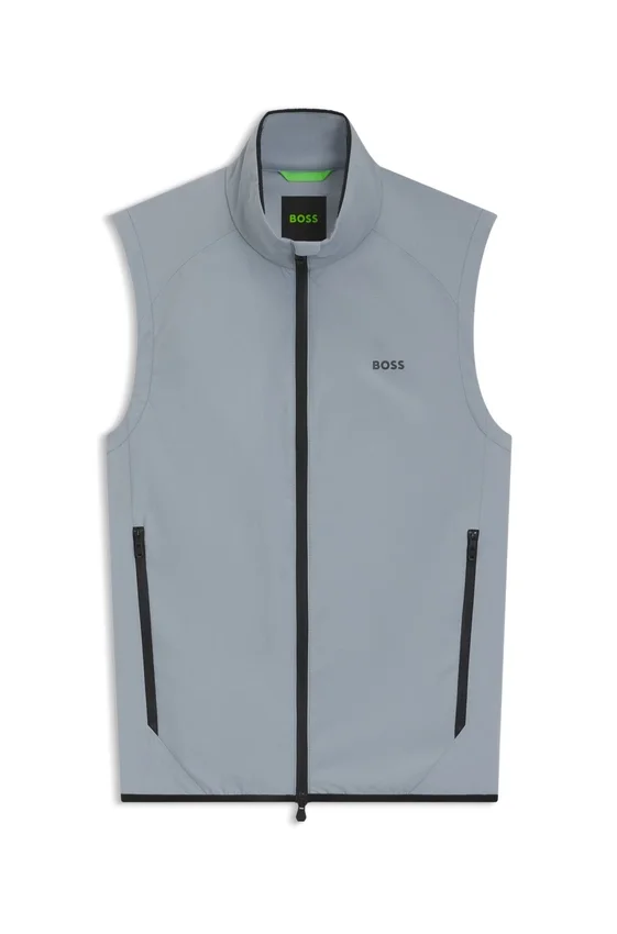 Water-repellent golf vest with decorative reflective details Water-repellent golf vest with decorative reflective details