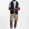 Water-repellent hooded gilet with micro-waffle structure