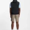 Water-repellent hooded gilet with micro-waffle structure