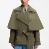 Water-repellent trench coat with belt