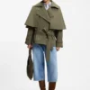 Water-repellent trench coat with belt