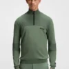 Water-repellent zip-neck sweater in a cotton blend
