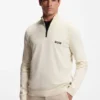 Water-repellent zip-neck sweater in a cotton blend