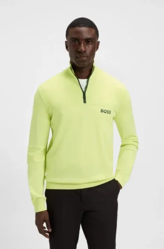Water-repellent zip-neck sweater in a cotton blend