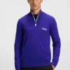 Water-repellent zip-neck sweater in a cotton blend