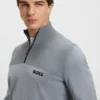 Water-repellent zip-neck sweater in a cotton blend