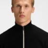 Water-repellent zip-neck sweater in a cotton blend