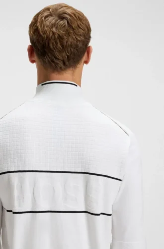 Water-repellent zip-neck sweater in a cotton blend