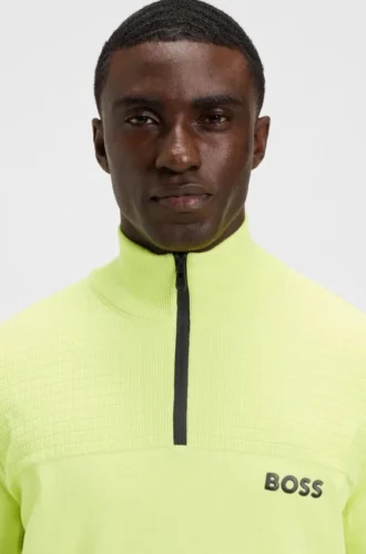Water-repellent zip-neck sweater in a cotton blend
