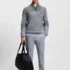 Water-repellent zip-neck sweater in a cotton blend