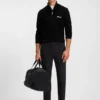 Water-repellent zip-neck sweater in a cotton blend
