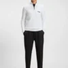 Water-repellent zip-neck sweater in a cotton blend