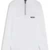 Water-repellent zip-neck sweater in a cotton blend