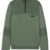 Water-repellent zip-neck sweater in a cotton blend