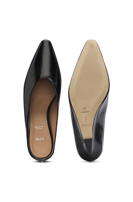 Wedge-heel mules in leather Wedge-heel mules in leather