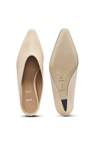 Wedge-heel mules in leather