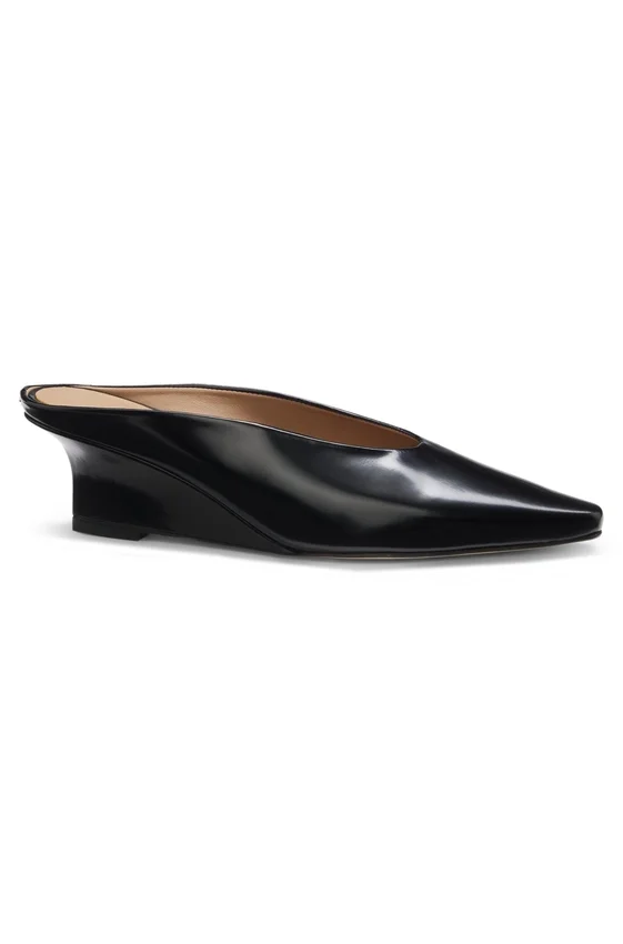 Wedge-heel mules in leather Wedge-heel mules in leather