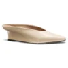 Wedge-heel mules in leather Wedge-heel mules in leather