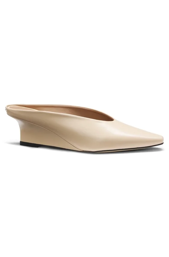 Wedge-heel mules in leather Wedge-heel mules in leather