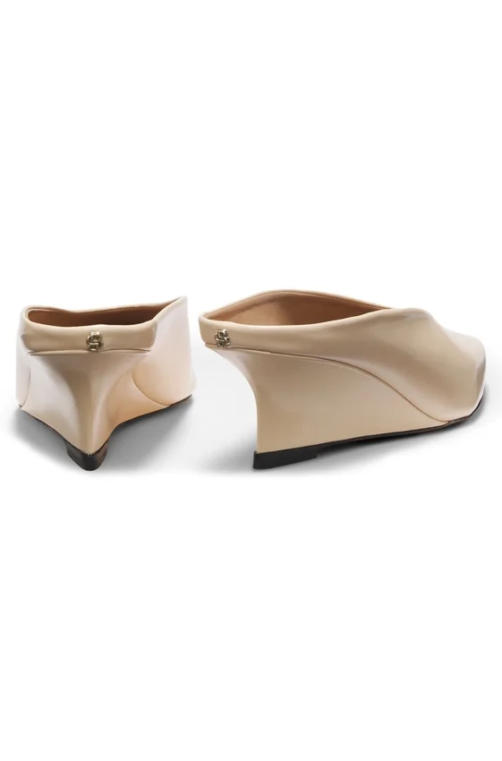 Wedge-heel mules in leather Wedge-heel mules in leather