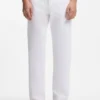 White jeans in slub denim