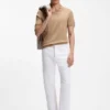 White jeans in slub denim