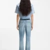 Wide-leg jeans in blue stretch denim