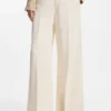 Wide-leg jeans in cream denim with front crease