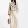 Wide-leg jeans in cream denim with front crease