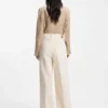 Wide-leg jeans in cream denim with front crease