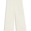 Wide-leg jeans in cream denim with front crease